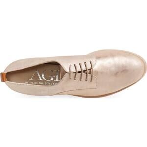 AGL Attilio Giusti Leombruni Metallic Gold Cork Platform Oxfords Brogue sz 40